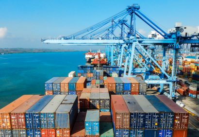 Mombasa, Kenya - February 25 2018 : Container vessel under cargo opearations